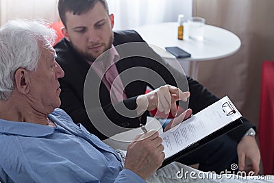 Signing last will and testament Stock Photo