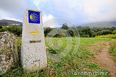 Signpost for pilgrims on the Way of St James Editorial Stock Photo