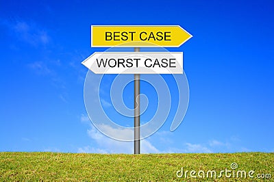 Signpost showing Best Case Worst Case Stock Photo