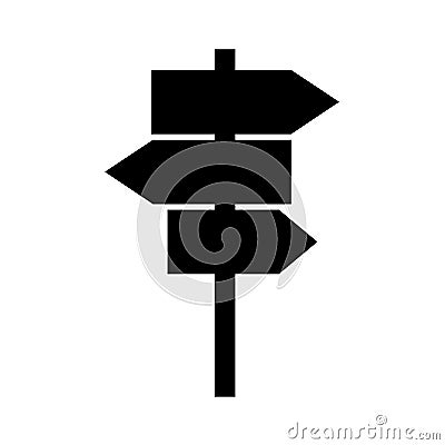Signpost street vector illustration, road arrow symbol isolated on white background, web pointer Vector Illustration