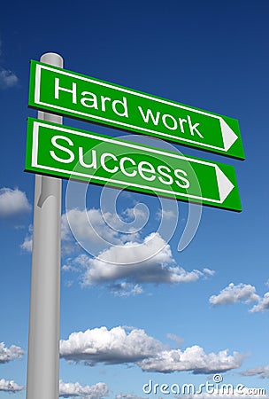 Signpost for success and hard work Stock Photo