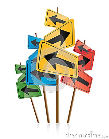 Signposts with colored arrows Vector Illustration