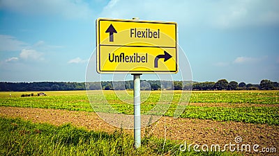 Signposts the direct way to Flexible versus Inflexible Stock Photo