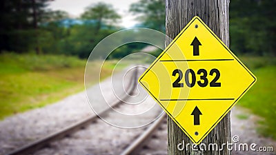 Signposts the direct way to 2032 Stock Photo