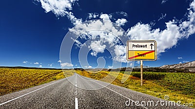 Signposts the direct way to Inexpensive versus Expensive Stock Photo