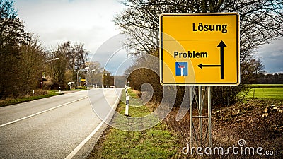 Signposts the direct way to solution versus to problem Stock Photo