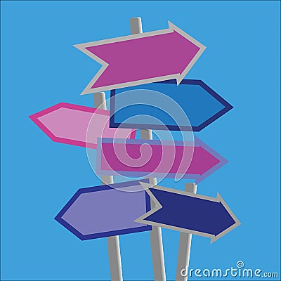 Signposts and Directions Vector Illustration