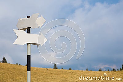 Signposts in the mountains Stock Photo