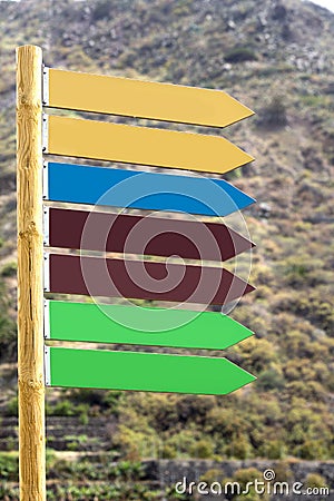 Signposts pointing in one direction Stock Photo