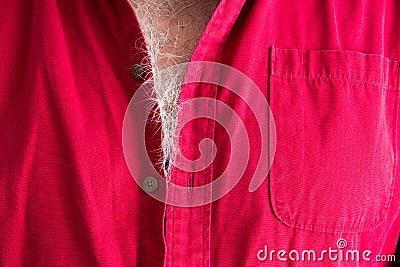 Signs of aging - grey hairs on a male chest Stock Photo
