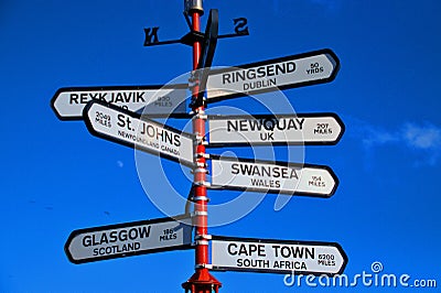 Signs for directions to countrys Stock Photo