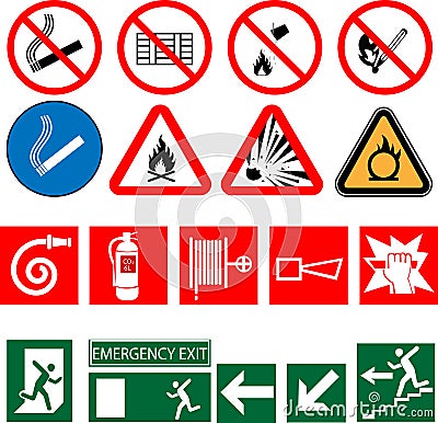 fire safety warning and information signs and banners Vector Illustration