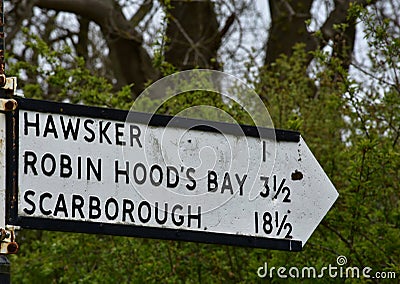 Signs Indicating the Direction of Robin Hood's Bay Stock Photo