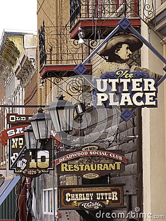 Signs at main street Deadwood Editorial Stock Photo