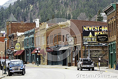 Signs at main street Deadwood Editorial Stock Photo