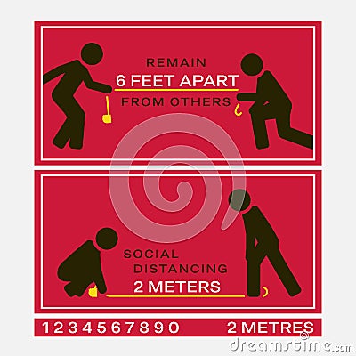 Signs marked with appropriate physical distance Vector Illustration
