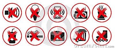 Set of prohibition signs, vector symbols Vector Illustration