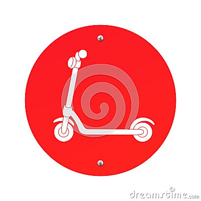 Signs prohibiting the riding and use of electric scooters. Round prohibition form. Vector Illustration