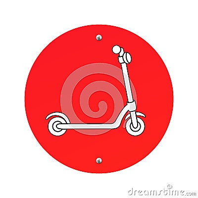 Signs prohibiting the riding and use of electric scooters. Round prohibition form. Vector Illustration