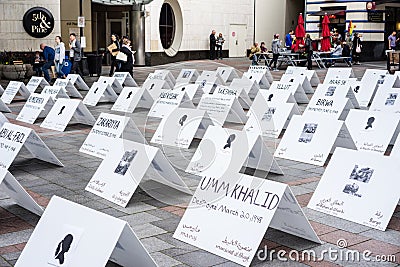 Signs protesting Palestine Israel conflict Editorial Stock Photo