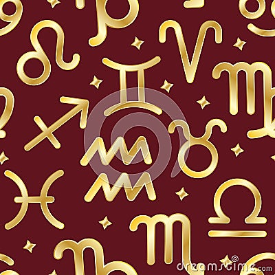 Signs of zodiac seamless pattern Vector Illustration