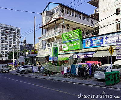 Sihanoukville, Cambodia -December 15, 2023: streets in Sihanoukville in Cambodia. Buildings, people, transport Editorial Stock Photo