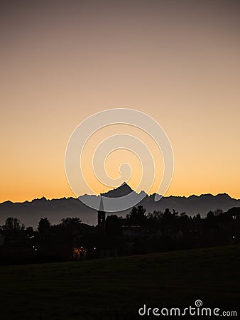 Sihouette of a mountain at sunset Editorial Stock Photo