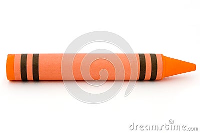 Siingle orange crayon isolated on white Stock Photo