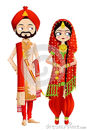 Sikh Wedding Couple Vector Illustration