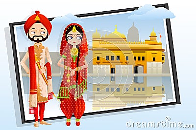 Sikh Wedding Couple Vector Illustration