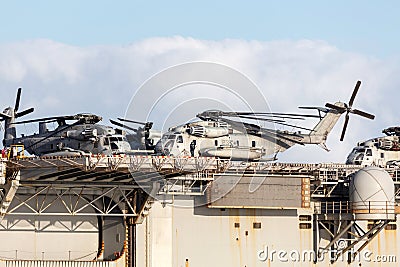 Sikorsky CH-53 heavy lift transport helicopters from the United States Marine Corps Editorial Stock Photo