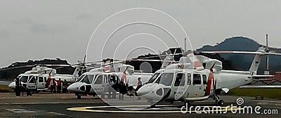 Sikorsky S-76 ++ at Matak Base - South China Sea Editorial Stock Photo