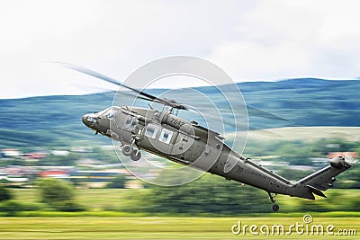 Sikorsky UH-60 Black Hawk Slovak Air Force panning Editorial Stock Photo