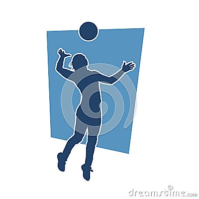 Silhouette of a female volley athlete in action pose. Vector Illustration