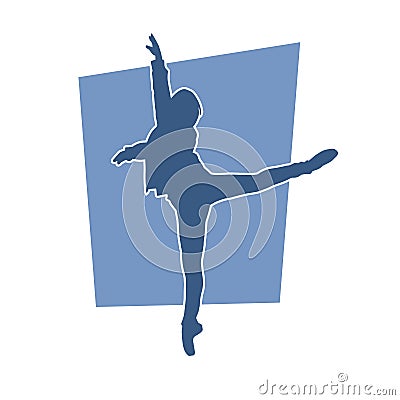 silhouette of a teenage girl doing cance pose. Vector Illustration