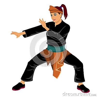 Vector of Silat Martial Arts from Indonesia - Pose 5 - Formal Clothes Stock Photo