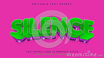 Silence glowing text effect with light colors editable text style effect Vector Illustration