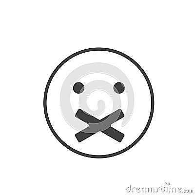 Silence icon. Face with crossed mouth . silence symbol Vector Illustration