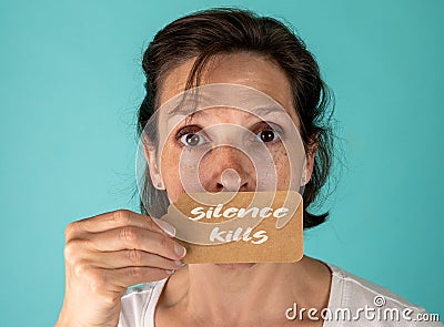 Silence Kills Typographic Quote Stock Photo