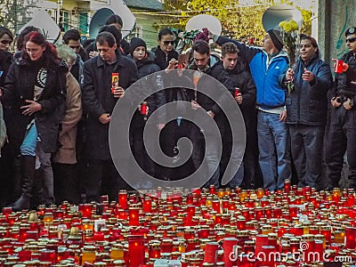 Silence march for colective club victims Editorial Stock Photo