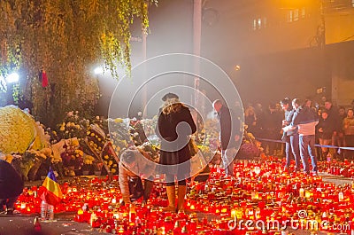 Silence march in memory of victims from Colectiv Club Editorial Stock Photo