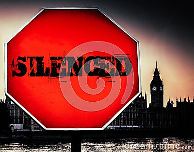 Silenced prologation of parliament No-Deal Brexit concept Stock Photo