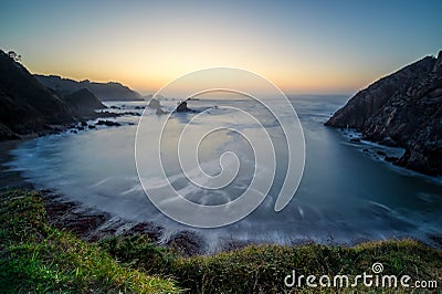 Silencio beach in Asturias, long exposure shot Stock Photo