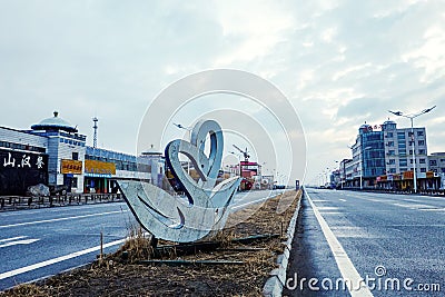 Silent Bayanbulak town in Spring morning Editorial Stock Photo