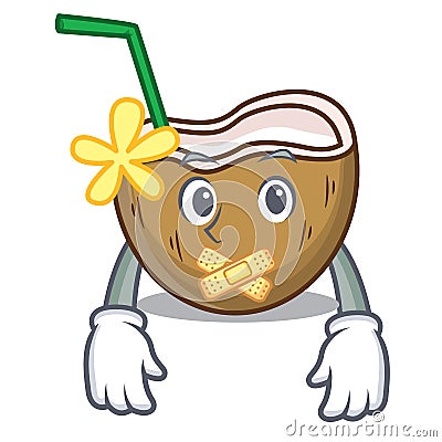 Silent cocktail coconut mascot cartoon Vector Illustration