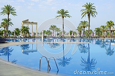 Silent morning near the swimming pool Stock Photo