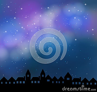 Silent night with beautiful stardust sky Vector Illustration