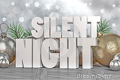 Silent Night 3D text Stock Photo