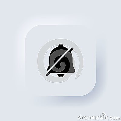Silent notification icon. Alarm off icon. No notification symbol. Neumorphic UI UX white user interface web button. Neumorphism. Vector Illustration