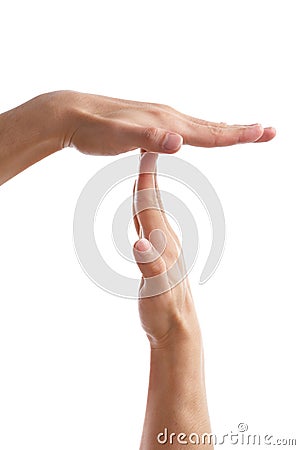 Silent, pause or break time hand gesture Stock Photo